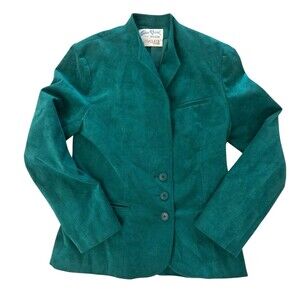 Gino Rossi 70s Union Made Ultra Suede Women’s Emerald Green Button Blazer Sz 10